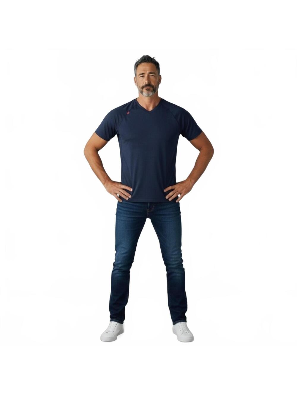Rhone Performance T-Shirt Athletic V-Neck Short Sleeve Navy Blue Men's Size XL